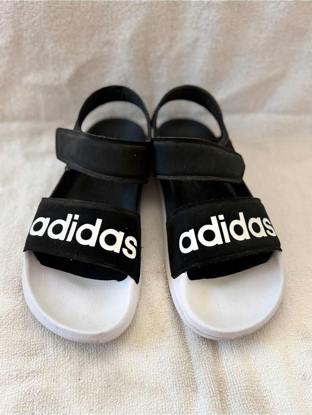 adidas Black and White Velcro Strap Sandals